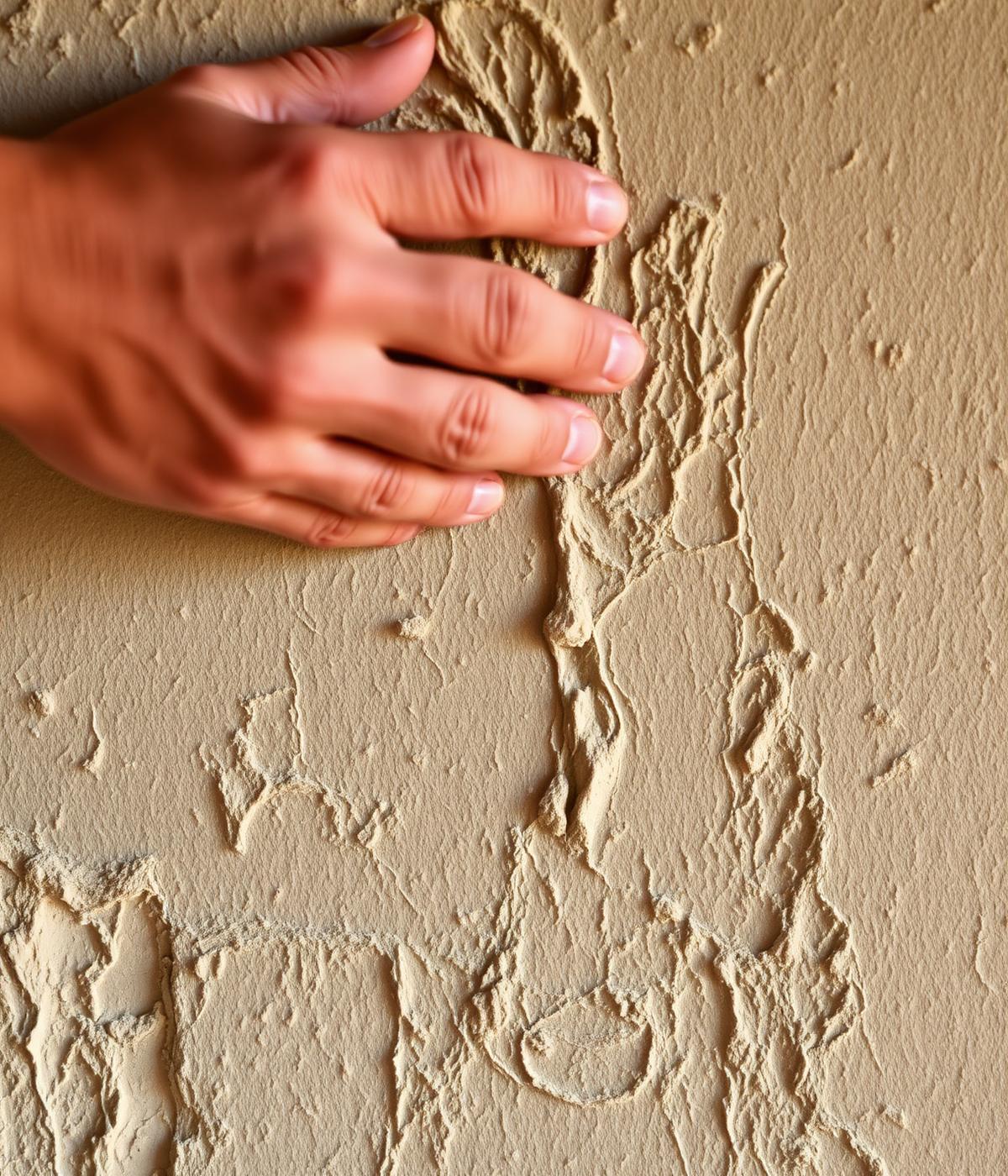 Hand smoothing lime plaster on an earth wall